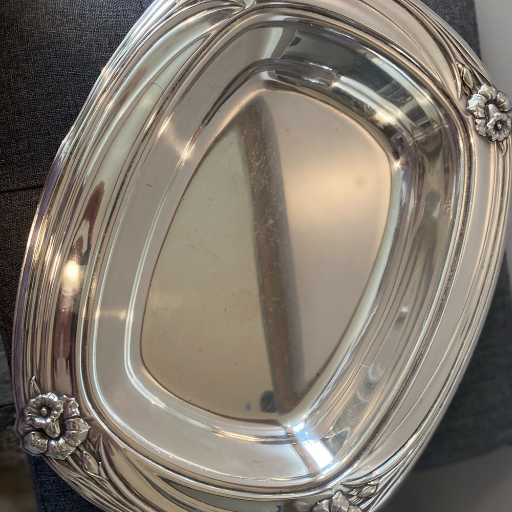 Vintage 1847 Roger’s Daffodil platter set 
Floral Silver Serving Tray